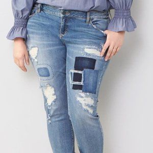 Patchwork & Ripped denim jeans